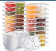 20-Pack Premium Reusable Double Compartment Snack Containers