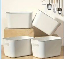 5pcs White Storage Boxes With Lids