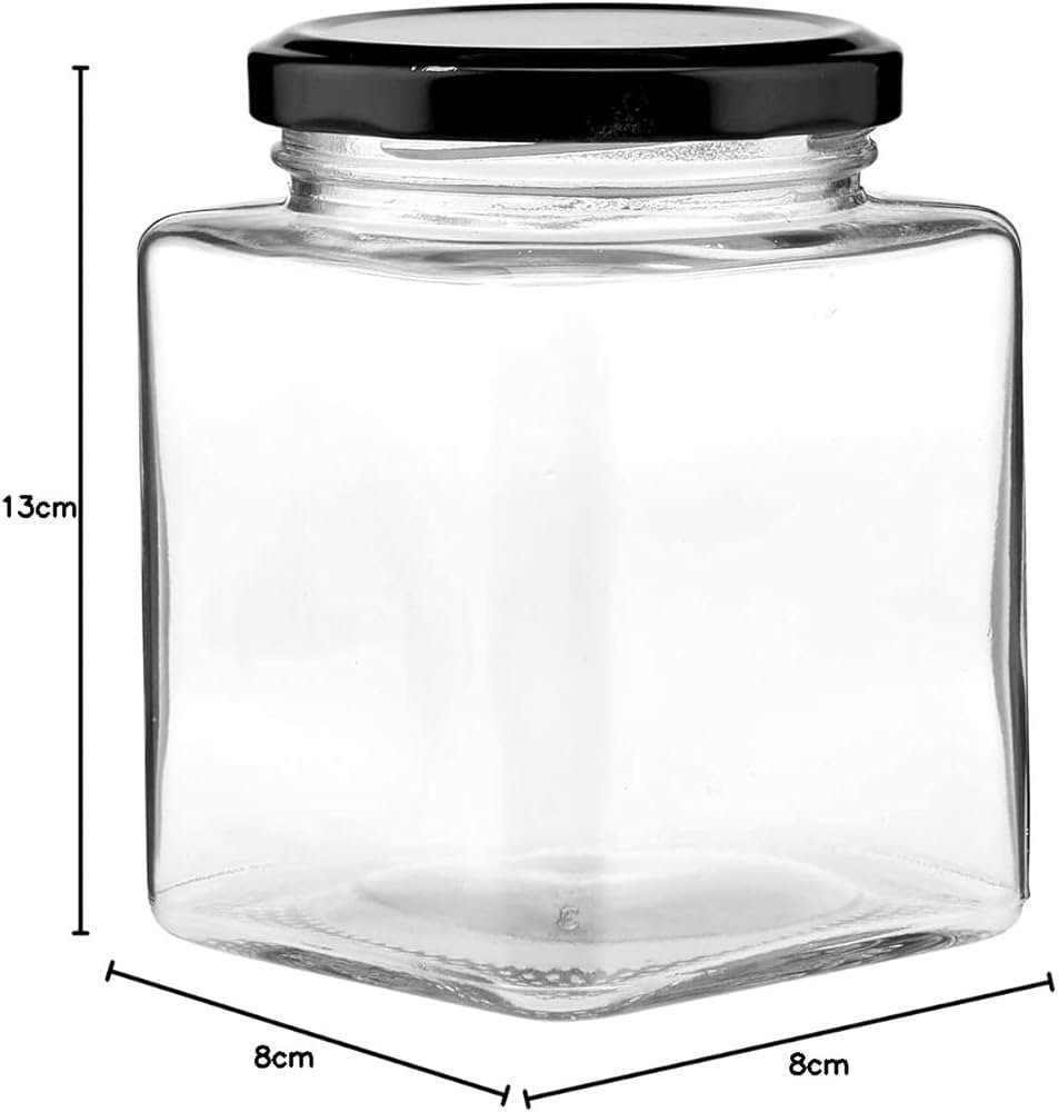 SQUARE GLASS JAR with METAL LID
