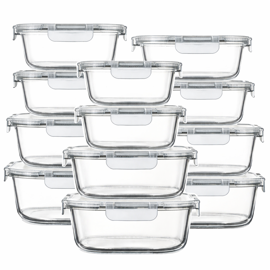 Glass Food Storage Containers, 12 Pack