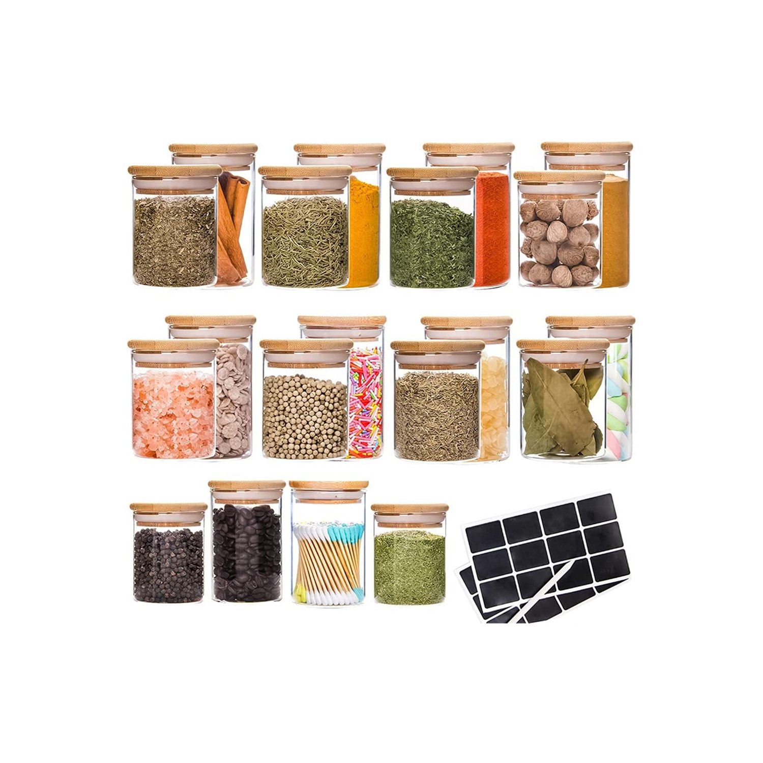 Glass Pice Jars with Bamboo Lids